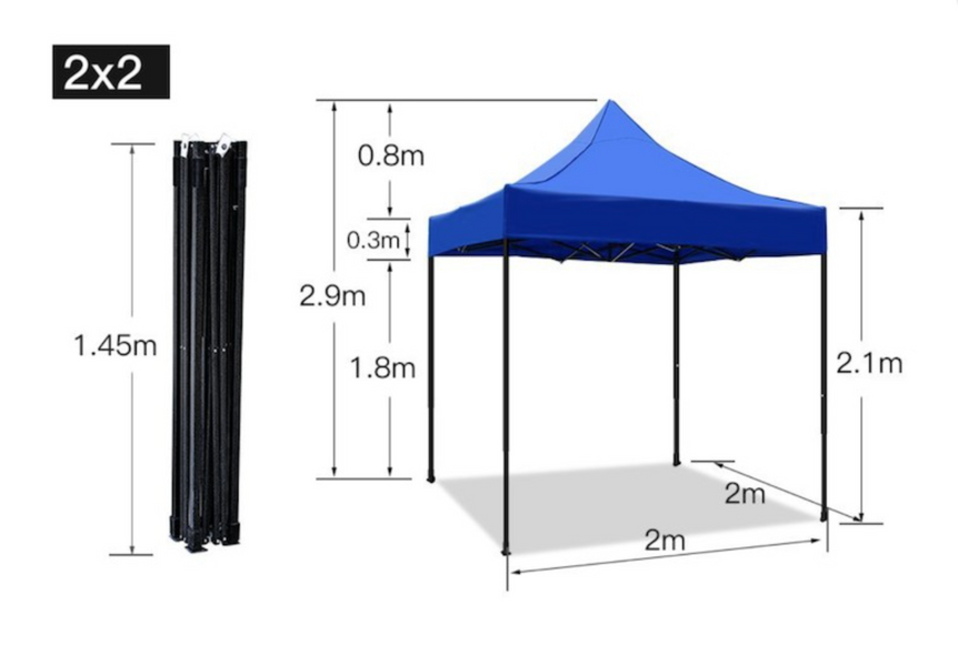 Намет розсувний павільйон 2х2м посилений /30мм/0,8мм/18кг Синій Код товару: SH-01 фото