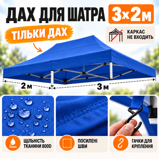 Розсувний дах для намету 2х3 м, 800D, синій Pro-2х3-05 фото